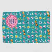 Serviette De Golf Créez votre propre monogramme côtier Teal de motif (Horizontal)