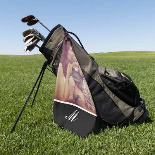 Serviette De Golf Créez votre propre monogramme photo initial (Vert)