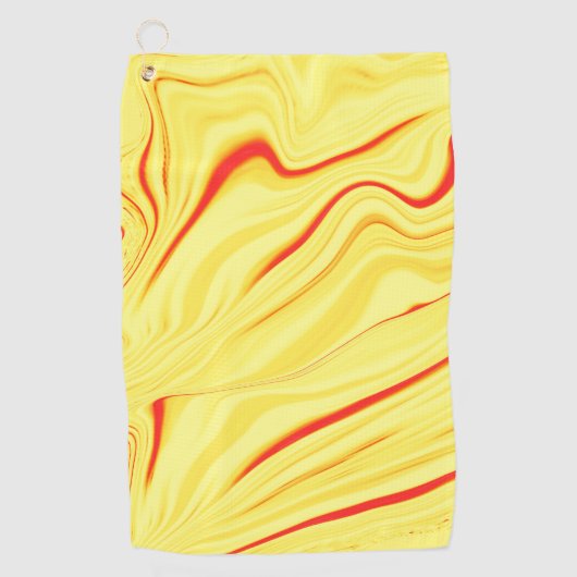 Serviette De Golf Crème mangue avec trait rouge ou corail courbé (Devant)