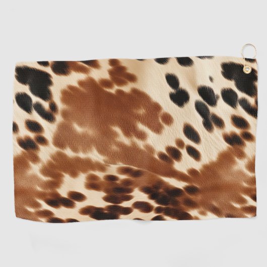 Serviette De Golf Crème Western Cowboy Brown Noir Cowhide (Horizontal)