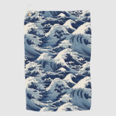 Serviette De Golf Crêtes éphémères : Les vagues d'Hokusai réimaginée (Devant)