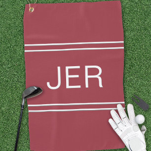 Serviette De Golf Crimson Red Custom Monogramme Golfer Sports Pro