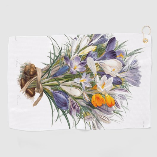 Serviette De Golf Crocus Spring Flower Botanique Floral Art (Horizontal)