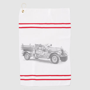 Serviette De Golf croquis au crayon de vieux camion de pompiers dess