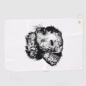 Serviette De Golf Croquis en tête de canine (Horizontal)