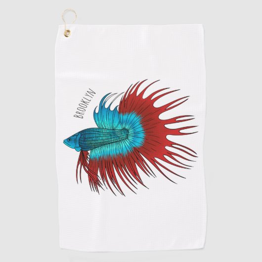 Serviette De Golf Crowntail betta fish dessin animé (Devant)