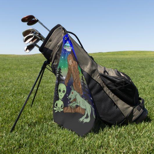 Serviette De Golf Cryptid Big Foot Alien Mothman UFO Chupacabra (Vert)