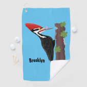 Serviette De Golf Cue drôle Pileated woodpecker dessin d'illustratio (En situation)