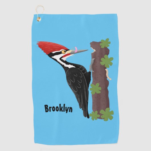 Serviette De Golf Cue drôle Pileated woodpecker dessin d'illustratio (Devant)