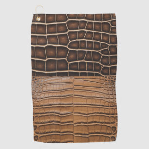 Serviette De Golf Cuir Brown Faux Alligator