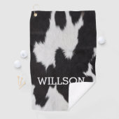 Serviette De Golf Cuir de vache noir et blanc (En situation)