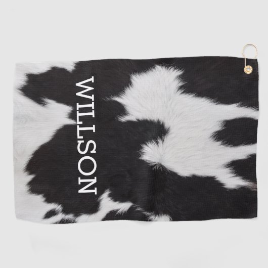 Serviette De Golf Cuir de vache noir et blanc (Horizontal)