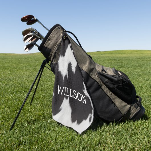 Serviette De Golf Cuir de vache noir et blanc (Vert)