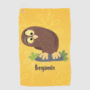Serviette De Golf Curieux et drôle dessin animé de chouette brune