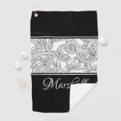 Serviette De Golf Curles Design noir et blanc (En situation)
