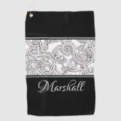Serviette De Golf Curles Design noir et blanc (Devant)