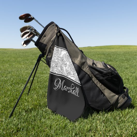 Serviette De Golf Curles Design noir et blanc (Vert)
