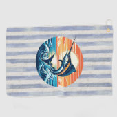 Serviette De Golf Custom Coastal/nautical/beach marlin sunset (Horizontal)
