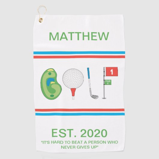 Serviette De Golf Custom Golf player Nom est un devis inspirant (Devant)