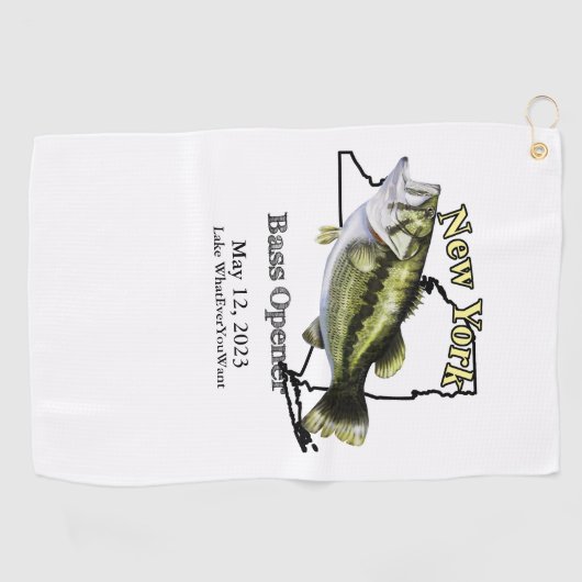 Serviette De Golf Custom Lake/Date New York Bass Opener Tower (Horizontal)