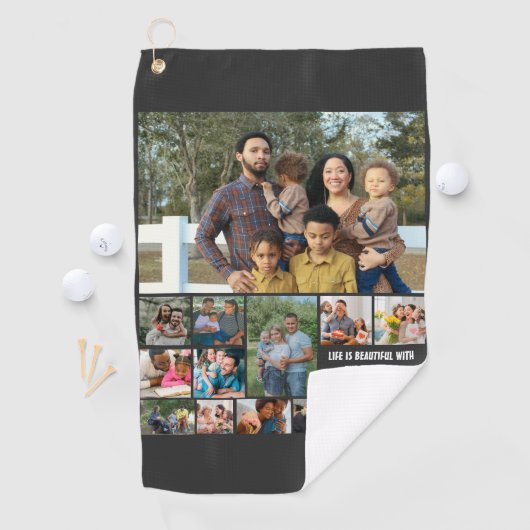Serviette De Golf Custom Modern Family 14 Photo Collage Modèle (En situation)