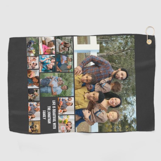 Serviette De Golf Custom Modern Family 14 Photo Collage Modèle (Horizontal)