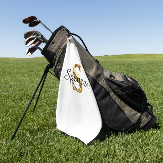 Serviette De Golf Custom Monogram Golf Towel | Personalized Name  (Vert)