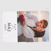 Serviette De Golf Custom Monogram Photo Wedding Anniversary Date (Horizontal)
