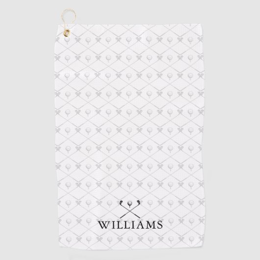 Serviette De Golf Custom Name Golf Clubs Pattern Black And White (Devant)