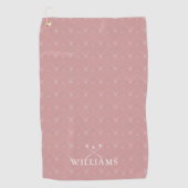 Serviette De Golf Custom Name Golf Clubs Pattern Dusty Rose Pink (Devant)