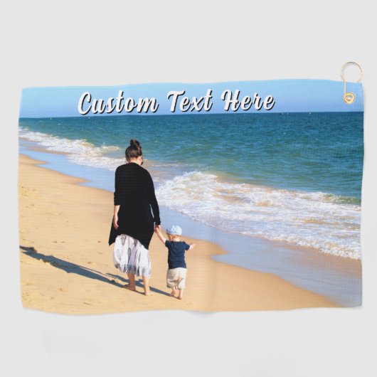Serviette De Golf Custom Photo Golf Towel Gift Personalized Text (Horizontal)