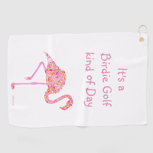 Serviette de golf Customisée Flamant rose (Horizontal)