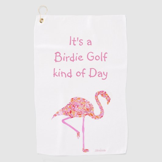 Serviette de golf Customisée Flamant rose (Devant)