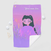 Serviette De Golf Customizable Name Golf Girl Lavender Daydream (En situation)