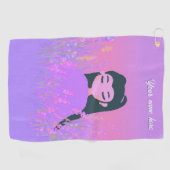 Serviette De Golf Customizable Name Golf Girl Lavender Daydream (Horizontal)