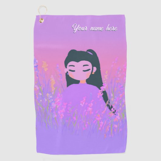 Serviette De Golf Customizable Name Golf Girl Lavender Daydream (Devant)