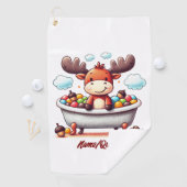 Serviette De Golf Cute Baby Moose Bath Time Cartoon Illustration (En situation)
