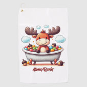 Serviette De Golf Cute Baby Moose Bath Time Cartoon Illustration (Devant)