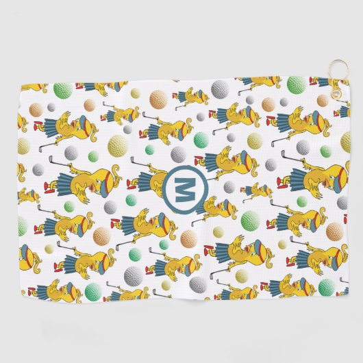 Serviette De Golf Cute Birdie Initial (Horizontal)