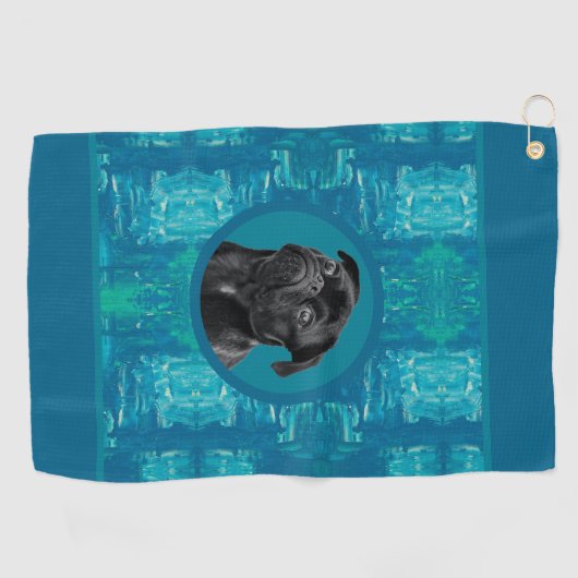 Serviette De Golf Cute Black Pug Face Charm | Unique Custom Dog Love (Horizontal)