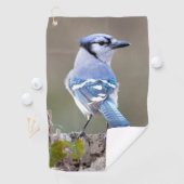 Serviette De Golf Cute Bleu Jay Songbird sur Treestump (En situation)