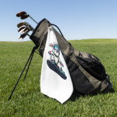 Serviette De Golf Cute Bunny Performing Snowboarding Trick Kids East (Vert)