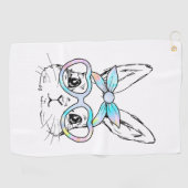 Serviette De Golf Cute Bunny Rabbit Face Tie Dye Glasses Girl Happy  (Horizontal)