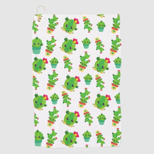 Serviette De Golf Cute Cactus, Green Cactus, Motif Cactus (Devant)