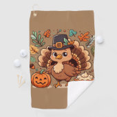 Serviette De Golf Cute caricature Thanksgiving dinde et citrouille (En situation)