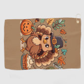 Serviette De Golf Cute caricature Thanksgiving dinde et citrouille (Horizontal)