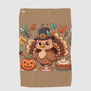 Serviette De Golf Cute caricature Thanksgiving dinde et citrouille