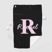 Serviette De Golf Cute Customizable Monogram | Light Pink & Black (En situation)