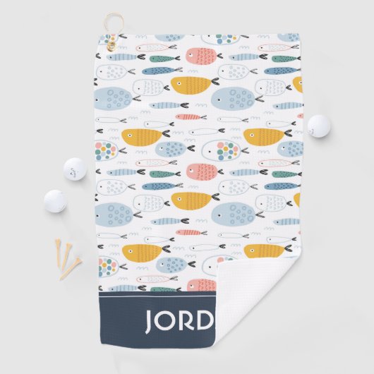 Serviette De Golf Cute Doodle École de Motif de poisson (En situation)