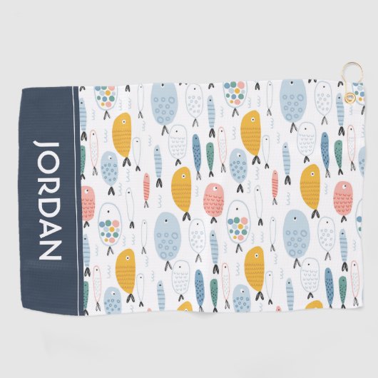 Serviette De Golf Cute Doodle École de Motif de poisson (Horizontal)